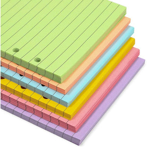 Lined Binder Paper, A6 Refill 6 Hole Punch Paper (6 Colors, 240 Sheets)