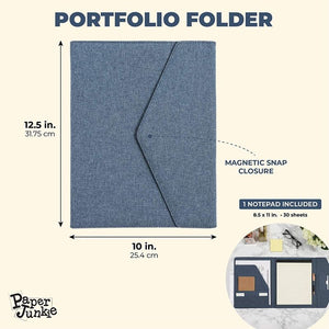 Blue Portfolio Folder, Business Padfolio Binder (12.5 x 10 in)