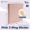Pink Binder, Linen 3 Ring Binder, File Folder with Gold Hardware (1.5 in)