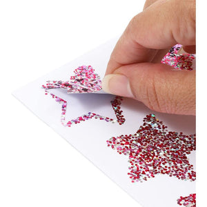 Glitter Star Stickers, Hot Pink (1.5 Inches, 200 Pieces)