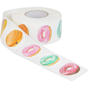 Donut Stickers, Sticker Roll (1.5 Inches, 1000 Pieces)