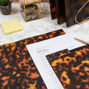 Decorative File Folders, 1/3 Cut Tab, Letter Size, Plastic Tortoise Shell (6 Pack)