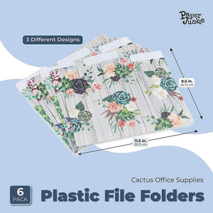 Decorative File Folders, 1/3 Cut Tab, Letter Size, Cactus Succulent (6 Pack)