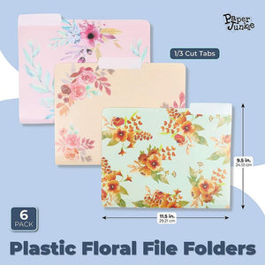 Plastic Floral File Folders, 1/3 Cut Tabs (Letter Size, 6 Pack)