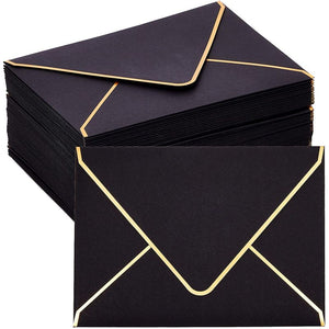 A7 Envelopes with Gold Rim for 5 x 7 Inch Greeting Cards (Black, 60 Pack)