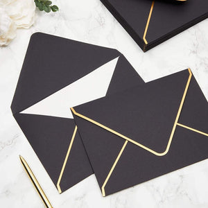 A7 Envelopes with Gold Rim for 5 x 7 Inch Greeting Cards (Black, 60 Pack)
