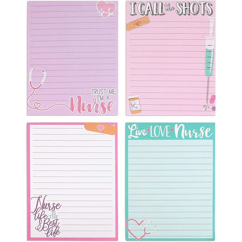 Memo Note Pads for Nurse Appreciation Gifts (4.25 x 5.5 In, 4 Pack)
