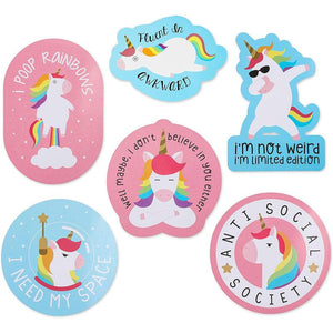 Unicorn Stickers for Decorating Laptops, Water Bottles (6 Designs, 6 Pack)