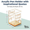 Gold and Clear Acrylic Pen Holder with Inspirational Quotes (2.95 x 4.45 In)