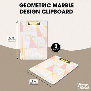 Decorative Marble Clipboards with Gold Foil (9 x 12 in, 2 Pack)