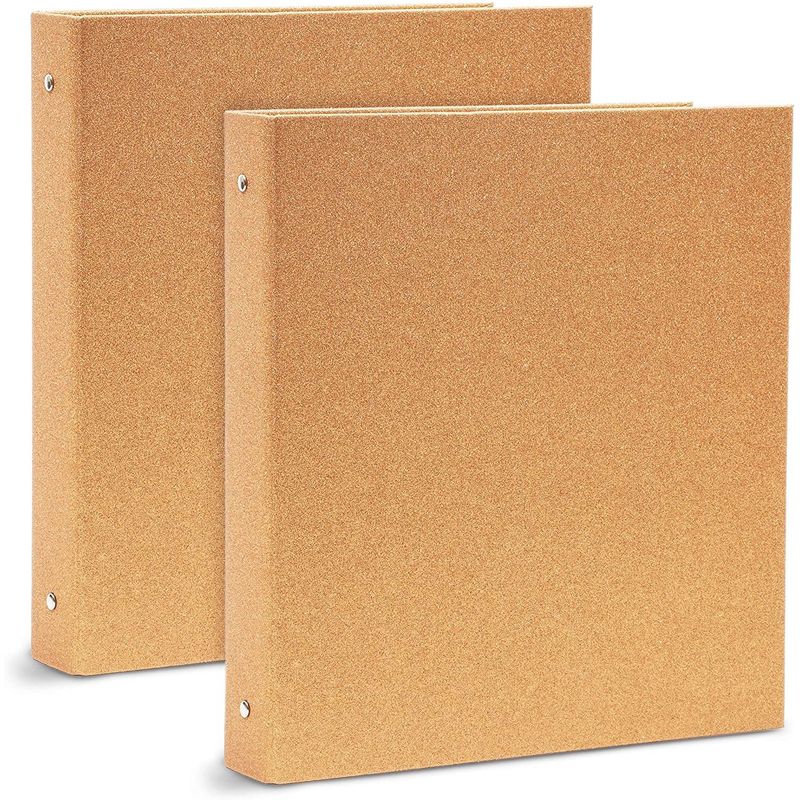 Rose Gold Glitter 3 Ring Binder, Office Accessories (10.7 x 12 x 1.8 in, 2 Pack)