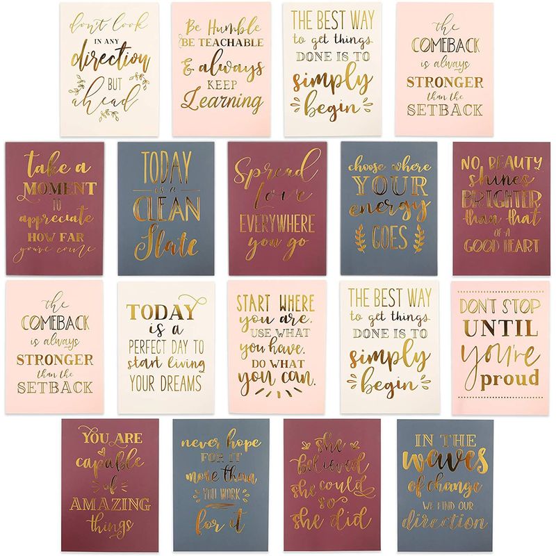 Inspirational Quote Desk Posters Cards with Wooden Stand (21 Pieces, 4 ...