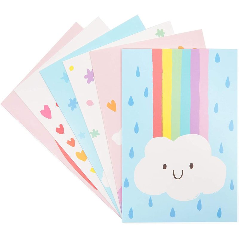 Rainbow Pens Arranged On White Background Greeting Card by Cavan Images