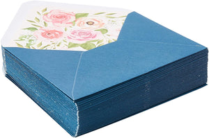 Floral Envelopes for Invitations and Greeting Cards (Blue, 3 x 5 in, 50-Pack)