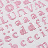 Set of 2 Small Pink Glitter Alphabet and Number Stickers, Upper and Lower Case and Punctuation Marks (10 Sheets)