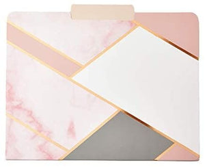 Geometric Marble File Folders, Rose Gold Office Supplies (Letter Size, 12 Pack)