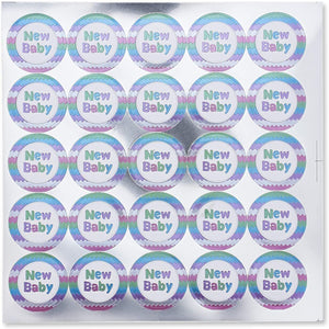 Paper Junkie Baby Shower Foil Stickers, New Baby (1 Inch, 200-Pack)
