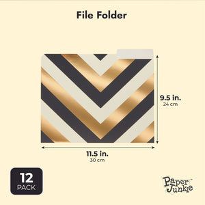 Geometric File Folders with 1/3 Cut Tabs, Gold Office Supplies (11.5 x 9.5 In, 12 Pack)