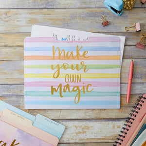 12 Pack Decorative File Folders, Letter Size for Women, Cute Pastel File Folders with Inspirational Quotes in Gold Foil Print, 1/3 Cut Tabs, (11.5 x 9.5 In)