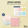 Inspirational Sticky Notes, Colorful Memo Notepads (3.2 x 3.2 in, 6 Pack)