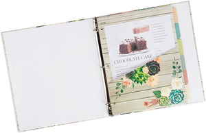 3 Ring Binder For Recipes with 12 Divider Tabs, 2-Sided Pocket, and 2 Sets of Sticker Sheets (10 x 11.5 In)