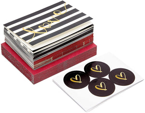 Mini Valentine's Cards with Envelopes and Stickers, 6 Designs (24 Pack)