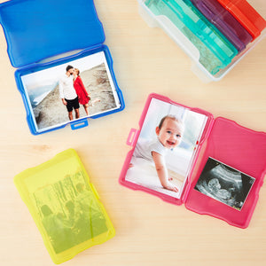 4 x 6 Inch Photo Storage Box with 6 Inner Cases, Plastic Box for Stickers, Crafts, Seeds, Art Supplies, Craft Organizers and Storage for Home, School, Classroom (7 Pieces)