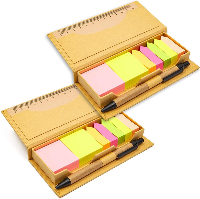 Sticky Note Set with Pen and Ruler (2 Pack)